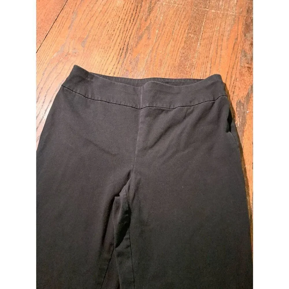 Chico's Women's Size Medium 8 Black Stretch Pull-On Casual Pants Ankle Slits - Picture 2 of 5